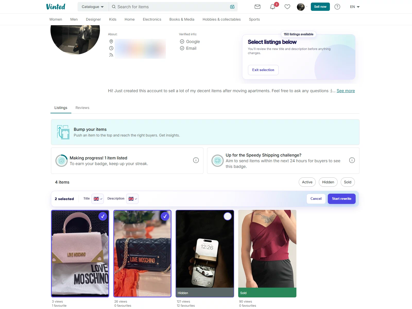 AutoLister-widget voor het herschrijven van je kledingkast met geselecteerde advertenties